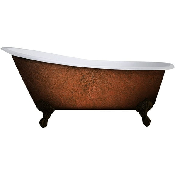 Cambridge Plumbing ST61-NH-ORB-CB 61 x 30 in. Cast Iron Clawfoot Bathtub Faux Copper Bronze Finish On Exterior with No Faucet Drillings & Oil Rubbed Bronze Feet