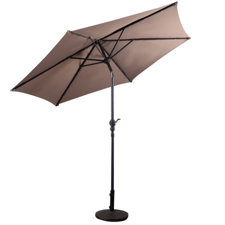 Costway 9ft Patio Solar Umbrella Led Patio Market Steel Tilt W Crank Outdoor Tan Walmart Com Walmart Com