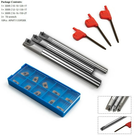 

BAP 300R C10-10+C12-12+C16-16 CNC Indexable End Mill Holder Tool+10 Pcs APMT1135