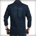 thumbnail image 4 of Men's Slim Denim Blazer Vintage Three Buttons Single Cowboy Jacket Long Sleeve Casual Coat, 4 of 7