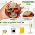 thumbnail image 3 of 6 Pcs Skull Skeleton Drink Coasters with Holder Absorbent Coaster Sets Cup Heat-Resistant Hot Pads Mats for Bar Table Protection, 3 of 7