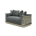 thumbnail image 3 of JERFIT Modern Loveseat Sofa, Dark Gray Upholstered Small Couch with Art Deco Style for Living Room, Apartment, 3 of 9