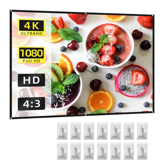 Amdohai Écran de Projecteur 100 Pouces 4:3 HD 4K Pliable Portable Projection Double Face Film Anti-Froissement