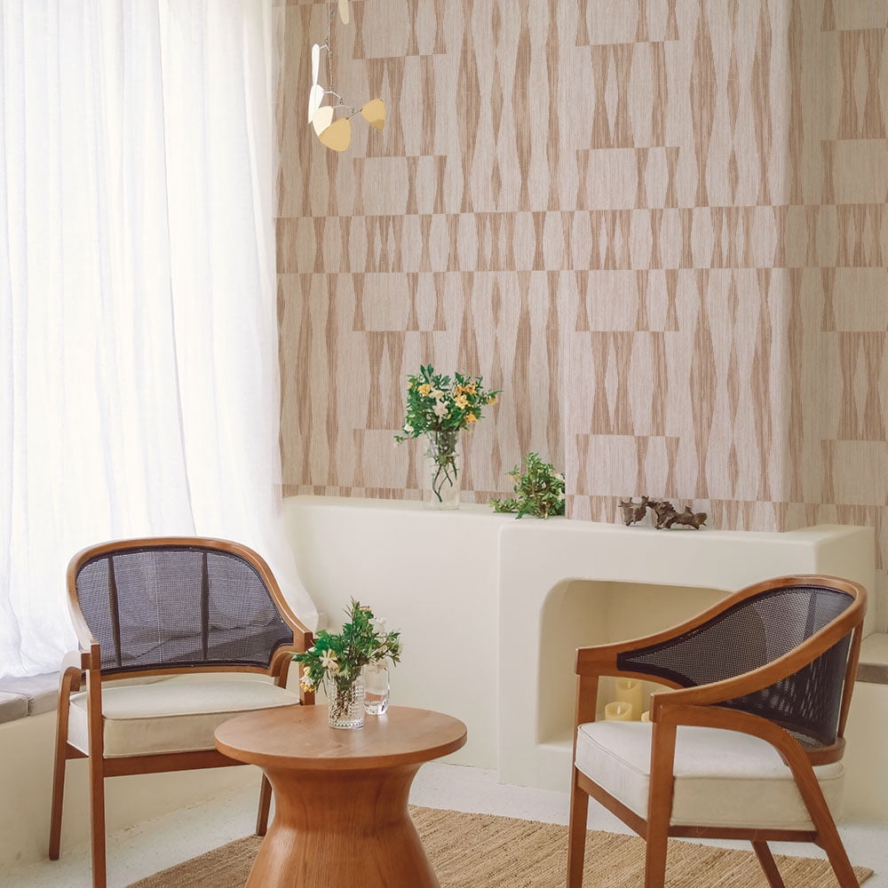 Tempaper Texture Faux Grasscloth Geo Jute Peel and Stick Wallpaper, 20.5" x 16.5'