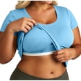 thumbnail image 3 of Ltctricy Women's Plus Size Tops Short Sleeve Crew Neck Ribbed Knit Slim T Shirts with Built in Bra Tight Casual Tees, 3 of 7