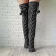 thumbnail image 2 of TINYSOME Women Winter Chunky Cable Knit Thigh High Socks Cute Plush Ball Bowknot Over Knee for Extra Long Stockings Boot Cover Solid Color Leg Warmers, 2 of 13