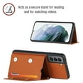 thumbnail image 6 of for Samsung Galaxy S21 FE Wallet Case with Card Holder Case with RFID Blocking Card Slots, Double Magnetic Clasp Durable Shockproof Kickstand Detachable Wrist Strap Cover,Brown, 6 of 6