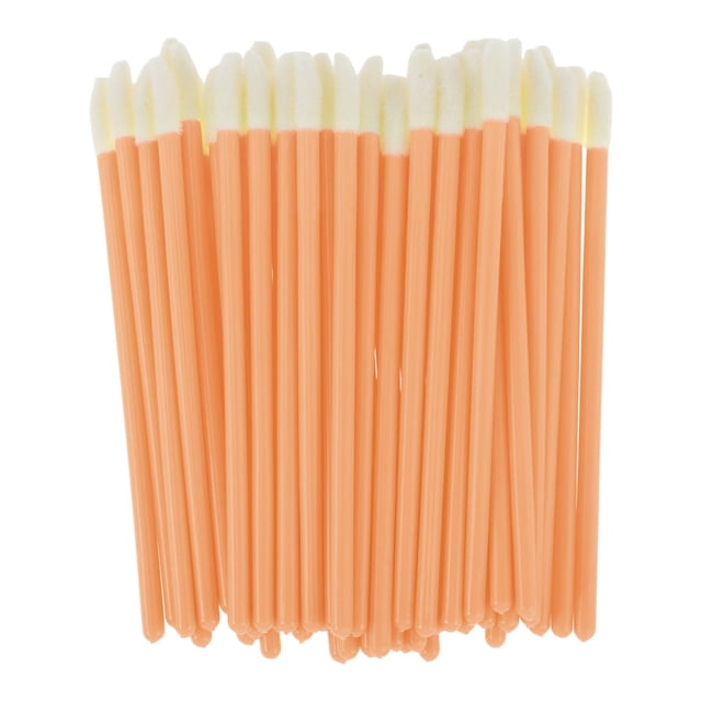 Unique Bargains 50 Pcs Disposable Solid Rod Lip Brush for Vacation Orange Plastic Flocking
