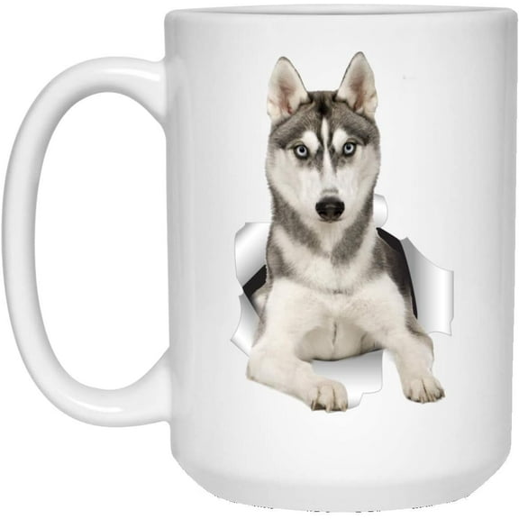 Funny Alaskan Husky Grey Gifts For Dog Moms And Dads Christmas 2022 Gifts Coffee Mug White 15 Oz