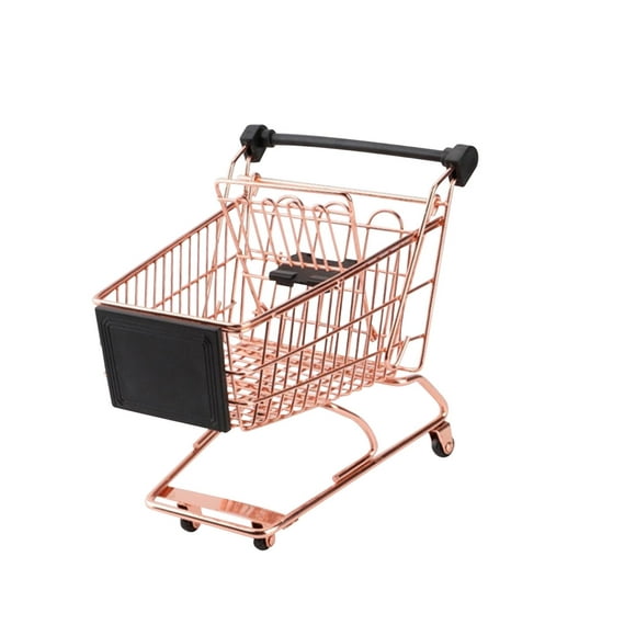 Mini Shopping Cart Pretend Play Simulation Shopping Cart for Girl Kid Children Rose Gold