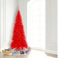 thumbnail image 3 of Vickerman 7.5' x 40" Red Fir Slim Artificial Christmas Tree, Red Dura-lit LED Lights, 3 of 3