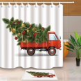 thumbnail image 1 of WOPOP New Year Car With Christmas Tree 3D Picture Shower Curtain 66x72 inches with Floor Doormat Bath Rugs 15.7x23.6 inches, 1 of 1