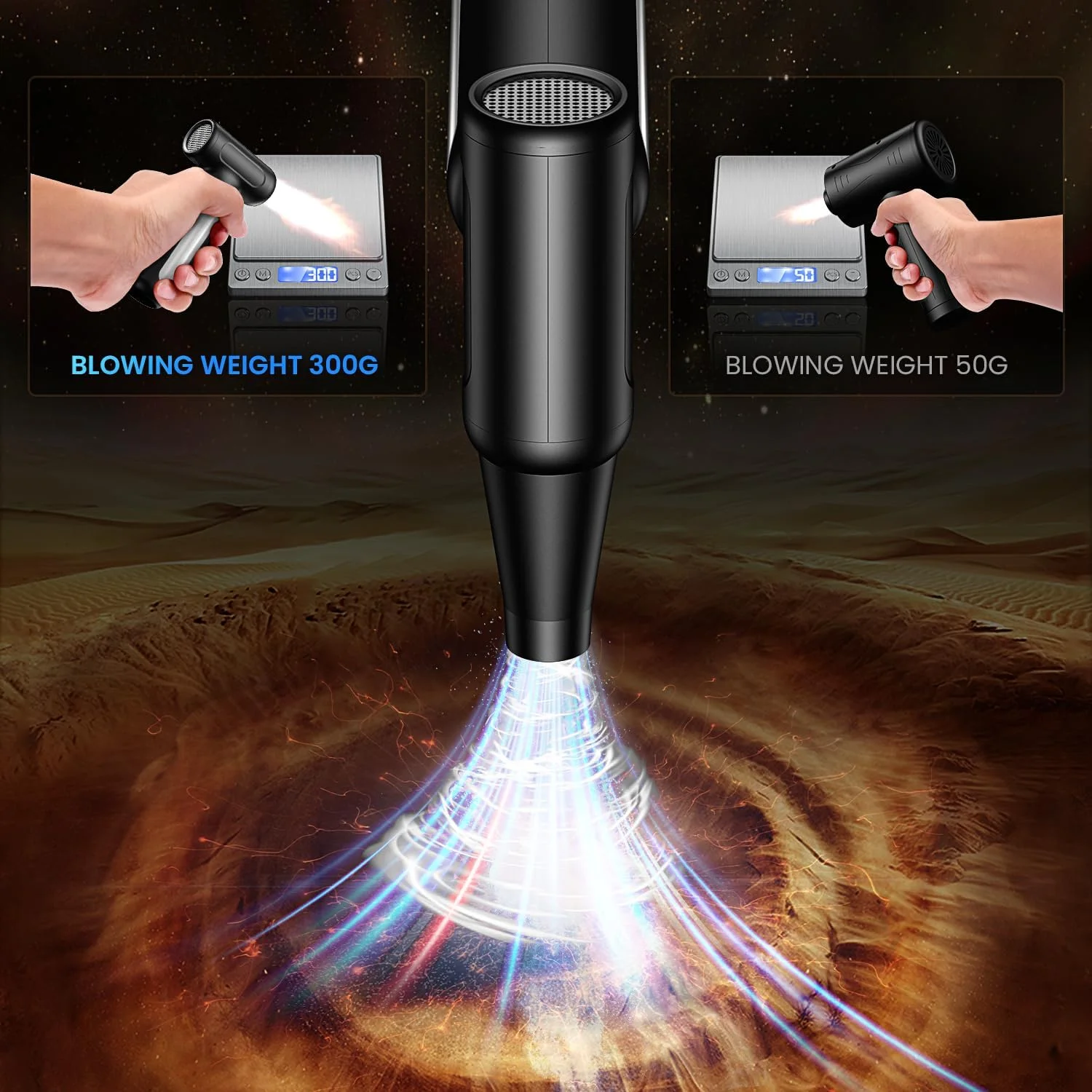 AIXIQEE CORDLESS COMPRESSED AIR DUSTER, 300,000 RPM RECHARGEABLE ELECTRIC JET BLOWER & KEYBOARD CLEANER, REPLACES CANNED AIR, WITH 3 NOZZLES & BRUSHES (GREY