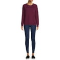 thumbnail image 2 of Time & Tru Women's Raglan Fleece Crewneck Sweatshirt, 2 of 5