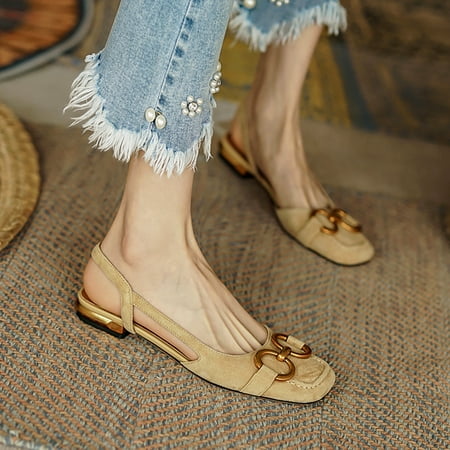 

Dream Lifestyle Women Sandals Cover Toes Lower Heel Ring Decor Woman Sandals Elegant Office Shoes for Daily Wear