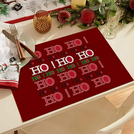 

NAZISHW Clearance Deals Waterproof Red Christmas Placemats For Dining Table 32 X 21 Cm Seasonal Winter Xmas Snowflakes Holiday Washable Table Mats Festive Lights