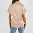 thumbnail image 4 of Blczomt Button Down Tops for Women Trendy Summer Plain Dressy Casual Shirt Solid Color Gold Short Sleeve Spring Women's Blouses, 4 of 6