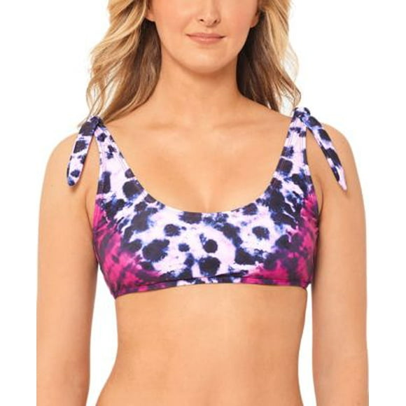 Salt + Cove Juniors' How Do You Zoo Tie-Dye Printed Tie-Back Bralette Bikini Top, Available in D/Dd, Created for Macy's - Leopard Fuschia Tie Dye
