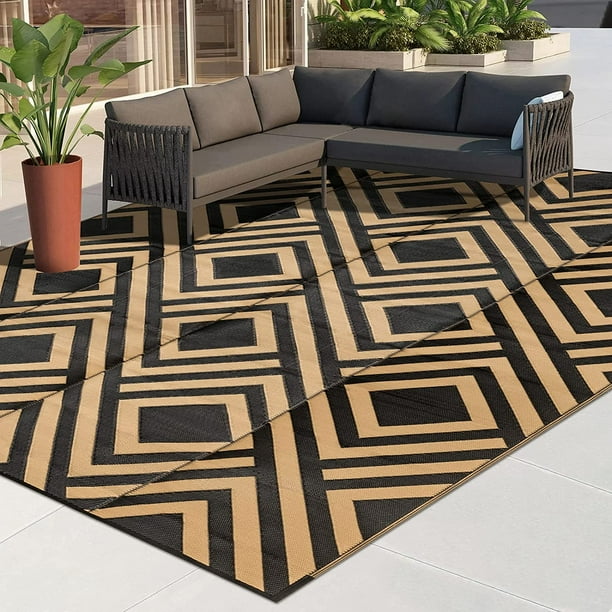 Ashler Outdoor Plastic Straw Rug Waterproof for Patio, Clearance