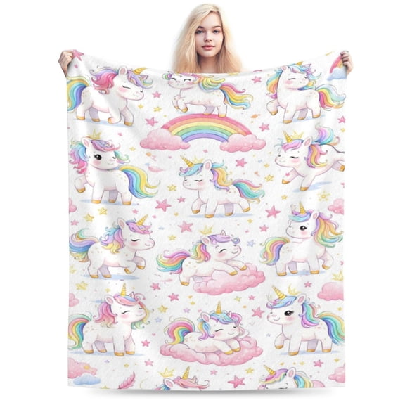 Cute Unicorn Rainbow Blanket Cartoon Unicorn Throw Blanket Soft Cozy Blanket for Couch Bed Christmas Gift for Girls Decor 50x40