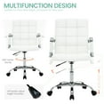 thumbnail image 3 of PU Leather Office Chair with Arms, Adjustable Height, Swivel Rolling Desk Chair, Mid-Back Upholstered Modern Chair for Home, Study, or Vanity, White, 3 of 8