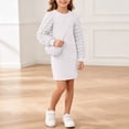 thumbnail image 5 of Auroural Girls Long Sleeve Knit Dress with Matching Mini Crossbody Bag Round Neck Ribbed Casual Outfit, 5 of 9