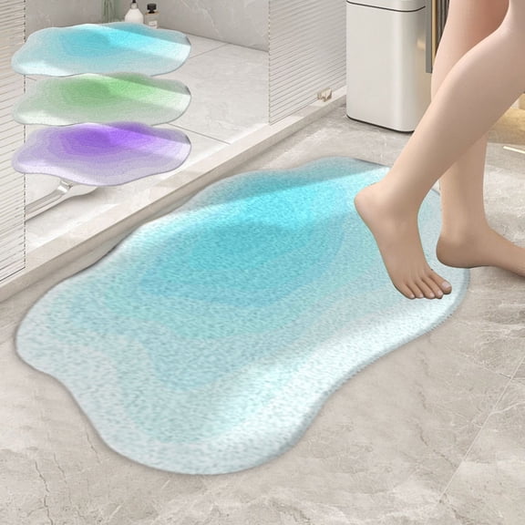 Bath Rug Super Absorbent Quick Dry | Non-Slip Rubber Backing Bathroom Mat 16x24 | Washable Polyester Floor Mat Blue/Green/Purple | Dirt Resistant, Easy Clean, Modern Style