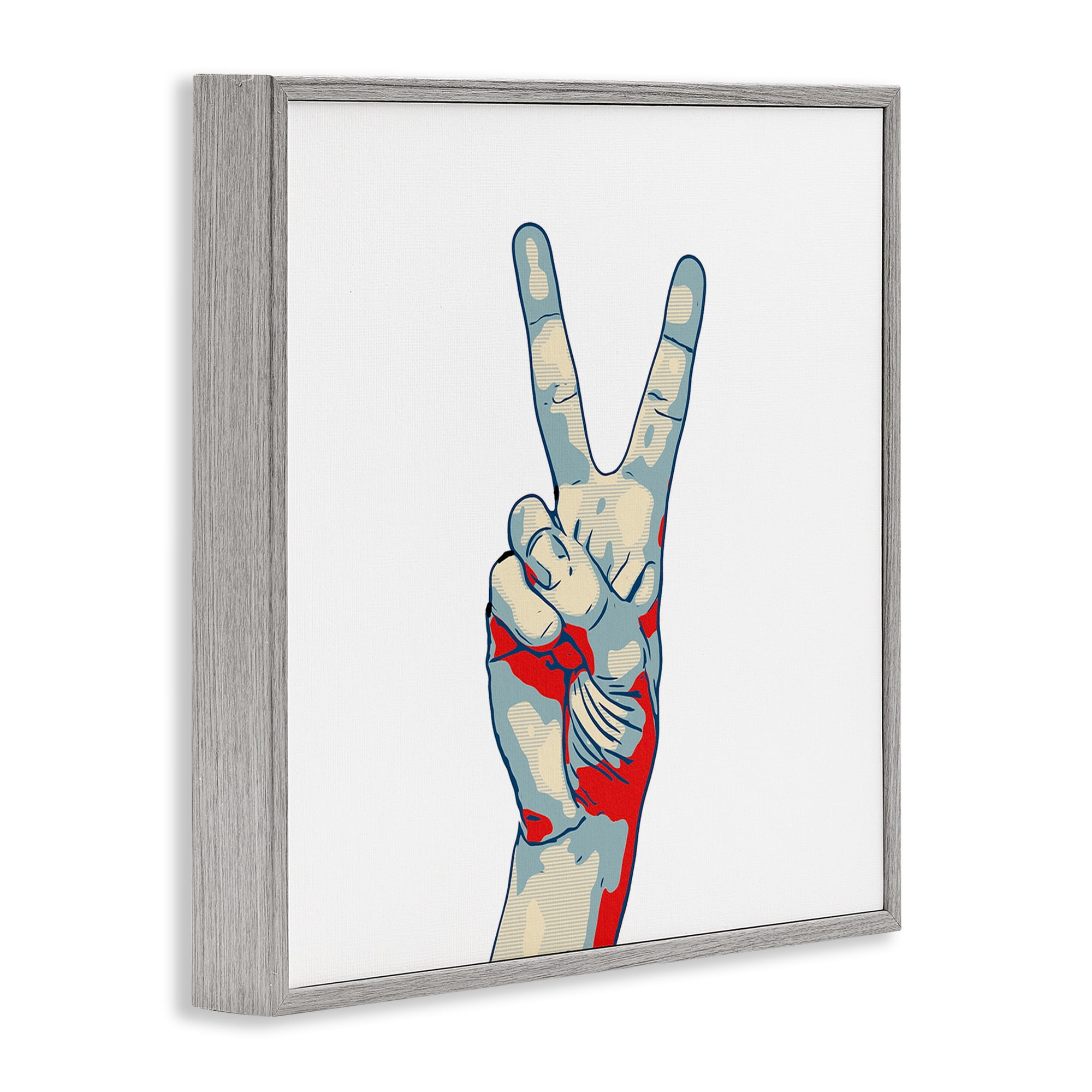Stupell Industries Pop Style Peace Gesture Gray Framed Giclee Art, design by Kim Curinga