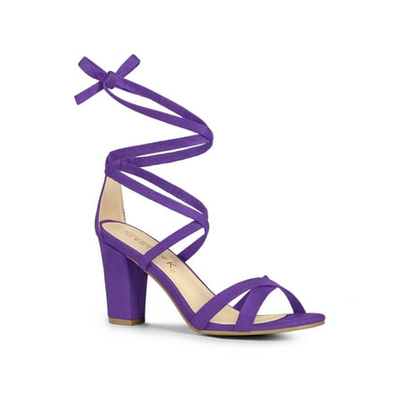 

Allegra K Women s Sandals High Block Heels Solid Color Lace up Sandals