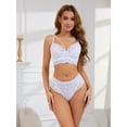 thumbnail image 4 of Unique Bargains Women's 3pcs Cross Straps Bralette and Panty Sets Lingerie Sets C 36 White, 4 of 6