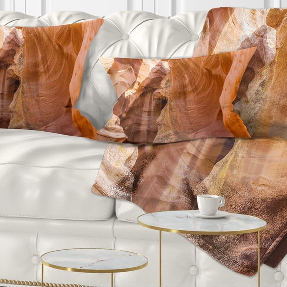 Designart Antelope Canyon Sandstone - Landscape Photo Throw Pillow - 12x20