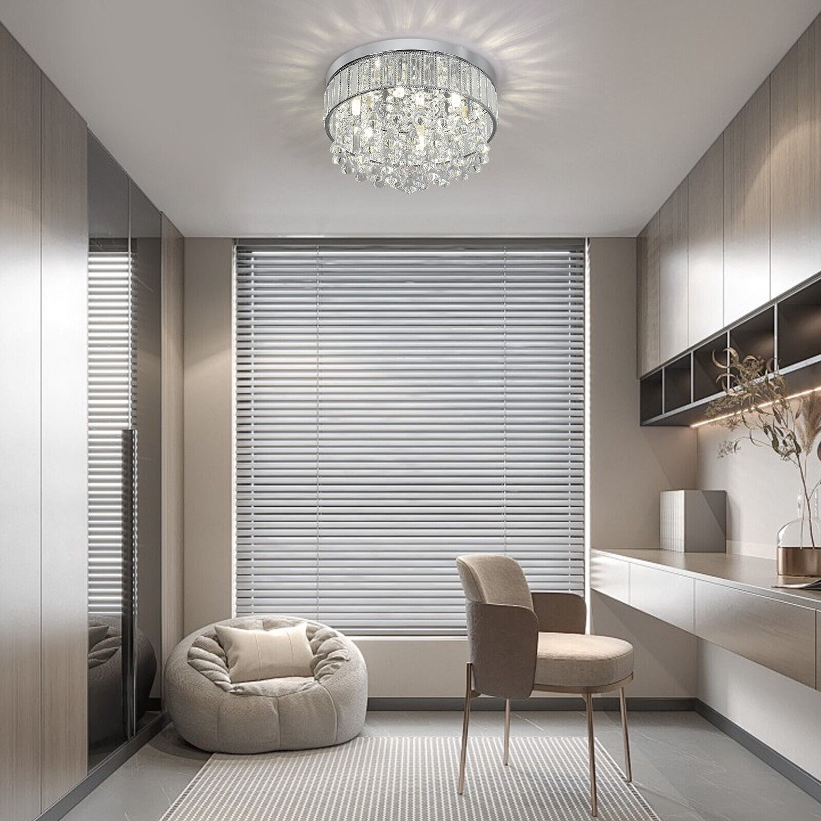 Round Ceiling Light, Modern Ceiling Mounted Lamp 13.77*9.45in for Indoor