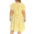 thumbnail image 3 of GRACE & GRANDEUR Women's Plus Size Easter Floral Print Dress Button Decor Notch Neck Ruffle Sleeve Tiered Flowy Midi Summer Holiday A Line Dresses with Pockets 1X Yellow, 3 of 6