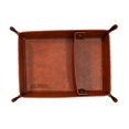 thumbnail image 2 of SunniMix PU Leather Storage Tray Jewelry Tray Folding Bedside Vanity Tray Desktop Organizer Tray Catchall Tray for Wallet Phone Travel Dark Brown, 2 of 8