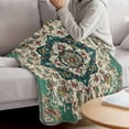 thumbnail image 3 of Beige Turquoise Boho Blanket Soft Cozy Warm Throw Blanket for Couch, Plush Fuzzy Flannel Fleece Blankets for Sofa, Medieval Vintage Ethnic Floral Bed Blankets Lightweight Gifts for Women, 32"x48", 3 of 9