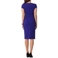 thumbnail image 3 of INSPIRE CHIC Women's Office Sheath Square Neck Cap Sleeve Casual Midi Dresses S Blue, 3 of 6