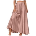 thumbnail image 3 of QATAINLAV Satin Maxi Skirts for Women High Waisted Flowy Long A line Skirt for Office Holiday Party Coffee XXL, 3 of 5