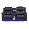 thumbnail image 5 of Modern Black Faux Leather Power Recliner Set with Bluetooth Speakers and LED Lighting, 5 of 8