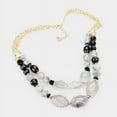 thumbnail image 4 of Pierced gold, gray & black bead two row necklace and earring set, 4 of 4