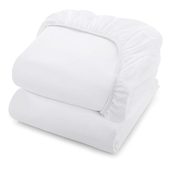 Linteum Textile White Fitted Jersey Knit Hospital Bed Sheet, 19 oz. [36x84x16 in] 2 Pack
