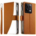 thumbnail image 1 of Funda cartera GANGXUN para Xiaomi Poco X6 5G , cuero PU con tarjetero, cremallera, correa de mano, soporte y protección 1214°, 1 of 6