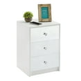 thumbnail image 2 of 3 Drawer Bedside Table for Bedroom, Modern Wood and Mirrored Nightstand, Square Nightstand Glass End Table with Storage for Bedroom Room, Sofa, White, 2 of 6