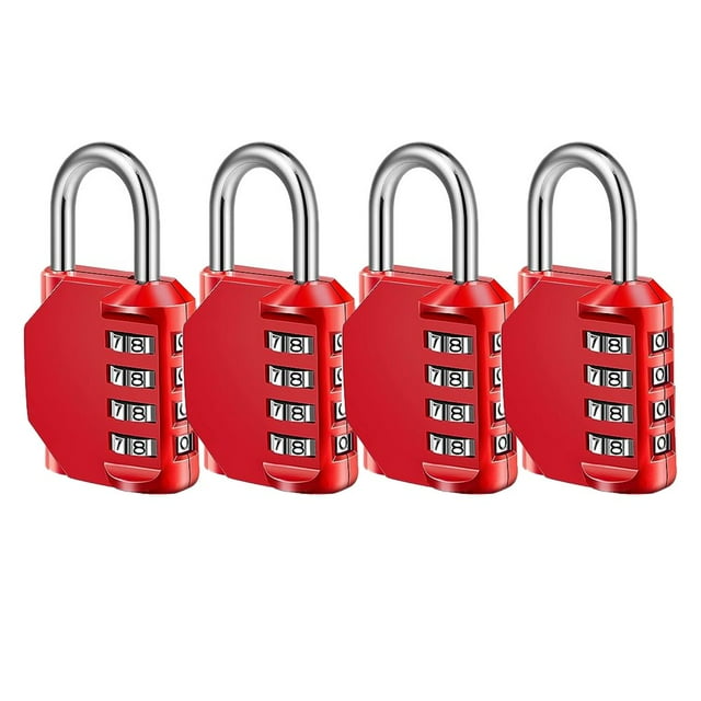 Combination Lock 4 Digit Combination Padlock for School Gym Sports Locker Fence Toolbox Case Hasp Cabinet Storage (4 Pack)