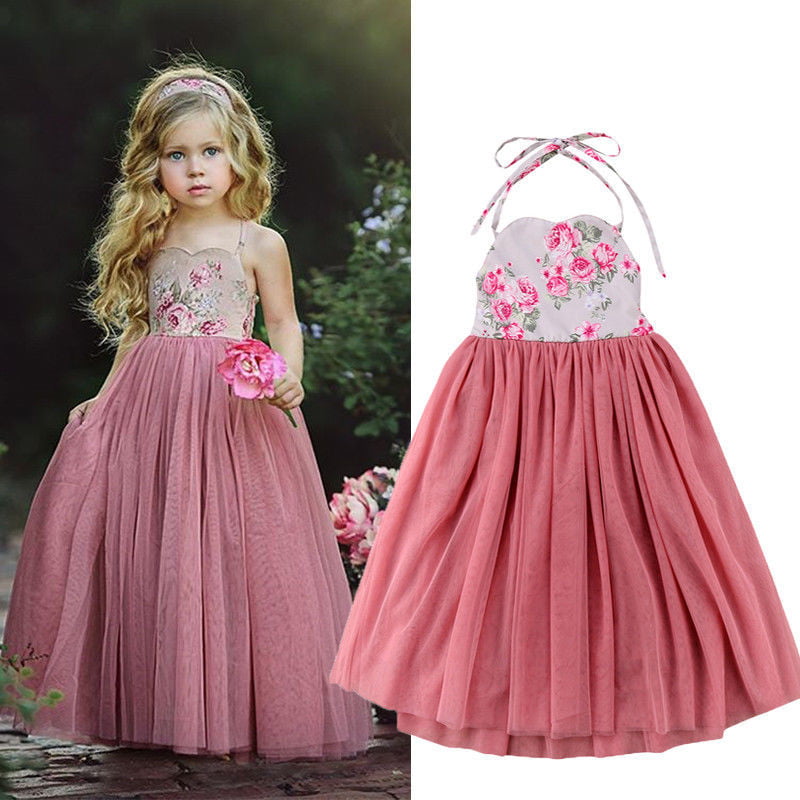 Princess Gown TUTU kids Party Flower Wedding Dress Red Pink Blue Yellow Bridesmaid Dress Baby Girl Dress Lace Tulle Flower Girl Dress