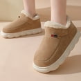 thumbnail image 4 of Miluxas Women's Memory Foam Boots Sport Lounge Bootie Slipper Warm Fleece Linen Boots Khaki 39, 4 of 4