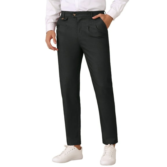 INSPIRE CHIC Dress Pants for Men's Pleated Front Tapered Leg Business Chino Trousers 40 Black