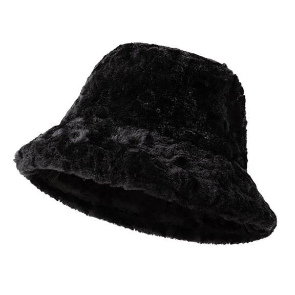 LIZENG Clearance Women’s Plush Fisherman Hat Warm Autumn Winter Solid Color Velvet Lined Foldable Bucket Cap for Outdoor and Daily Wear