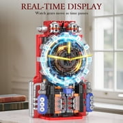 Cyberpunk Clock Building Blocks Set 10187, 1601 PCS App Controlled Engine Clock Model with Battery & Motor, Functional Desk Clock