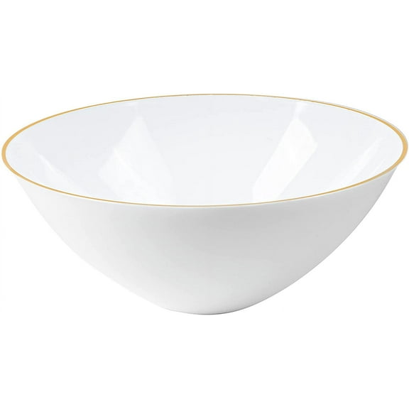 White Plastic Organic Party Dessert bowls ice cream bowl With Gold Rim Premium heavyweight Elegant Disposable Tableware Dishes