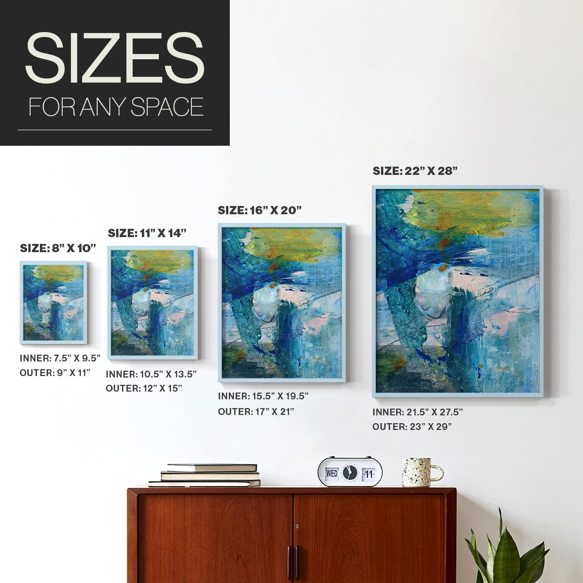 Spring Winds III in Blue Solid Wood 8 x 10 Framed Print